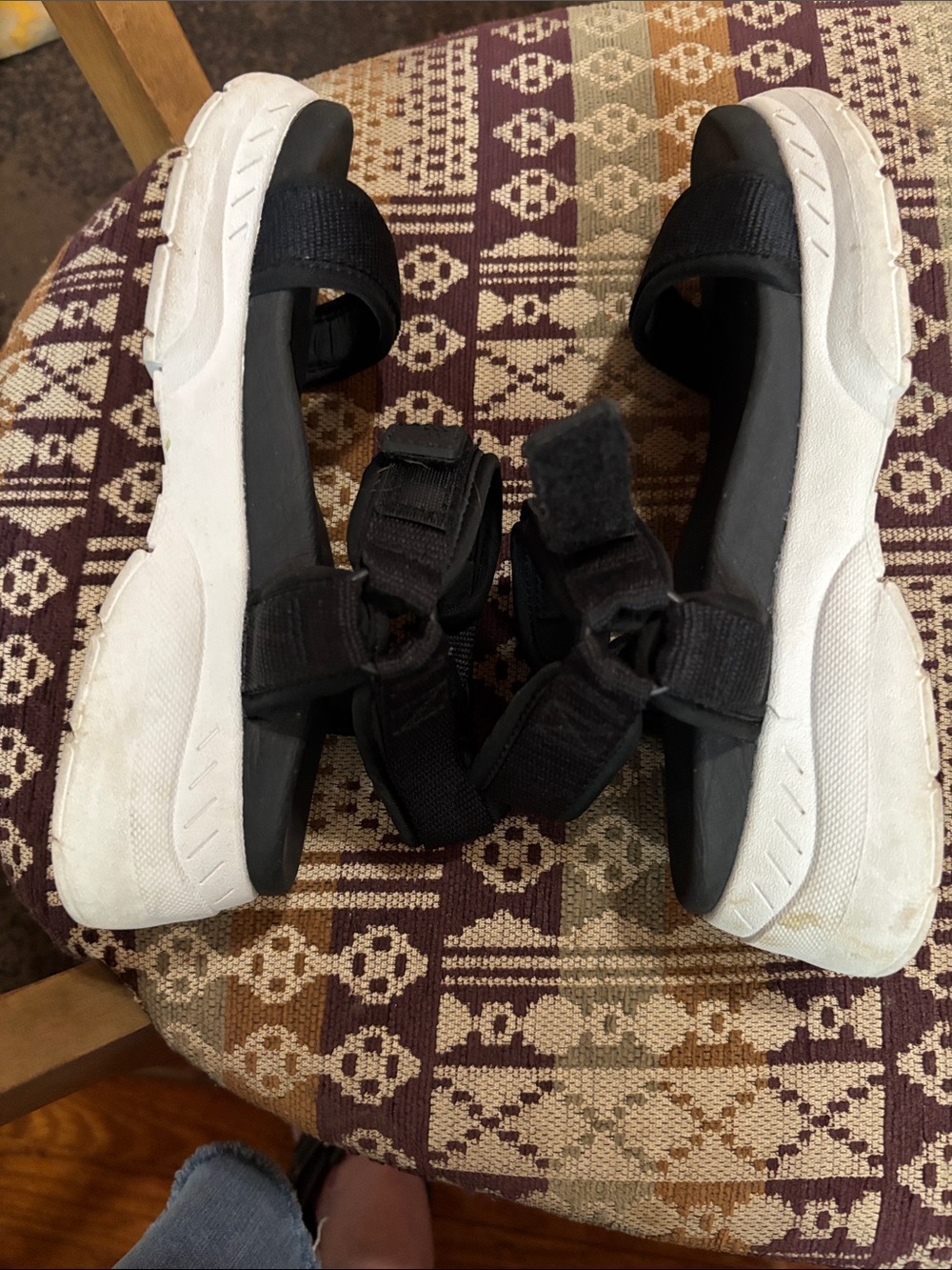 all in motion Black Sport Sandals with White Soles Platform Size 6 - Picture 6 of 7